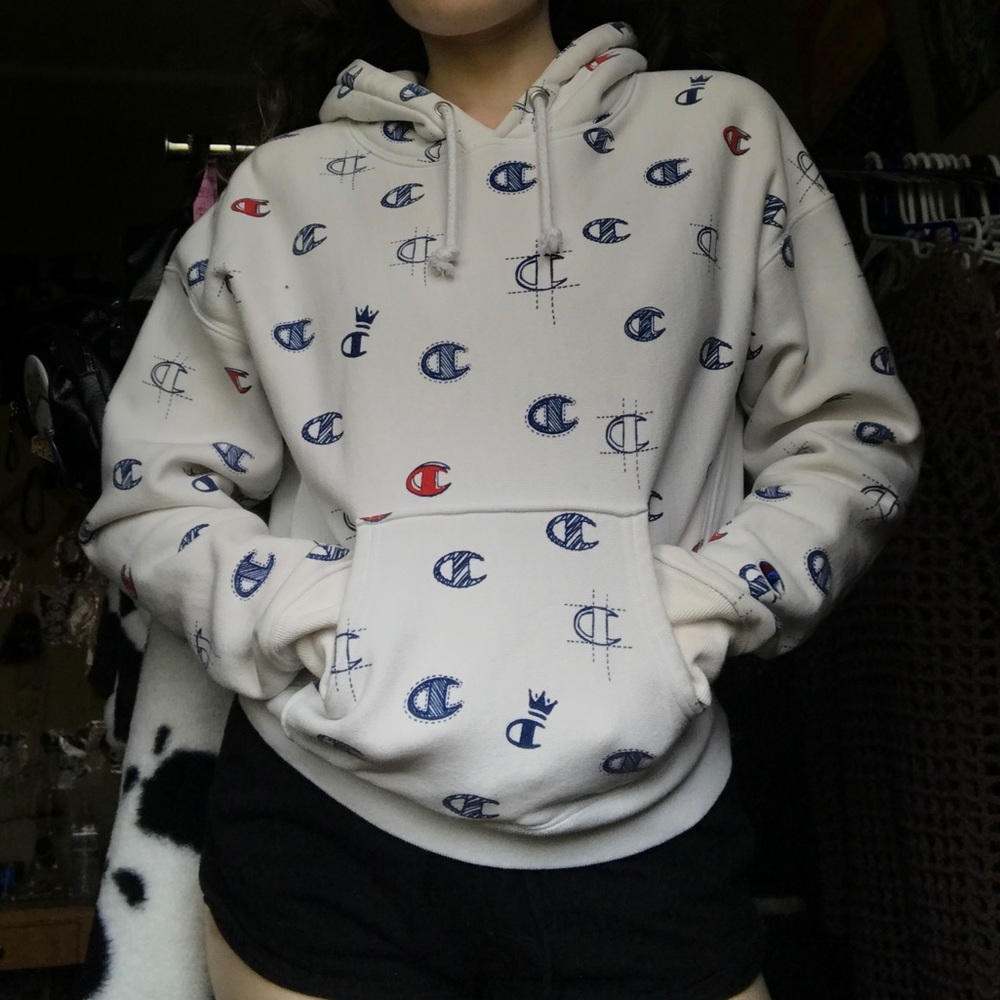 White champion reverse weave hoodie